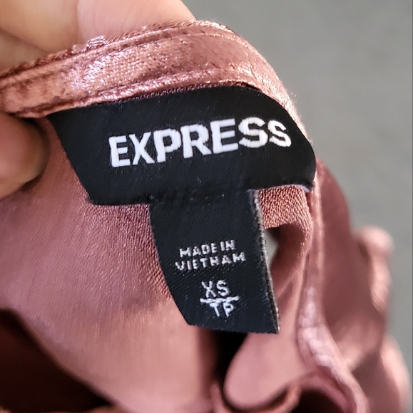 Express Rose Gold Shiny Cowl Neck Top - Picture 11 of 12